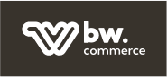 Logotipo BW Commerce na versão preto e branco negativo